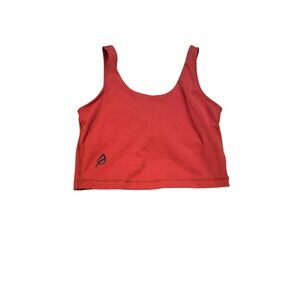Ptula Womens Activewear Crop Tank Top Red Orange Scoop Neck Athletic Size XS